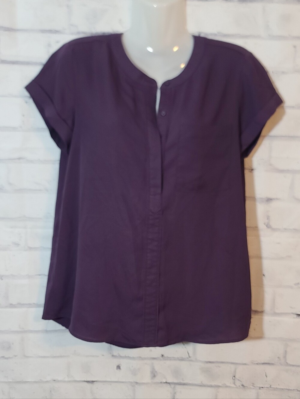 Simply Vera Vera Wang Petite PM Purple Chiffon Cap Sleeve Blouse